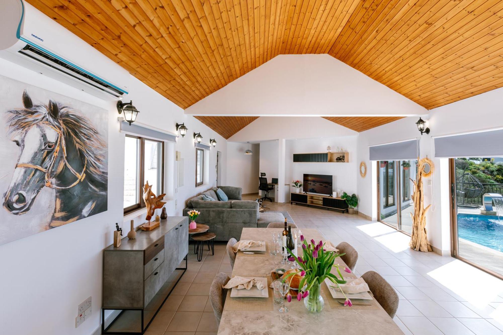 With Sea And Mountain Views, Private Pool, Garden, 3 Bedrooms In Tala